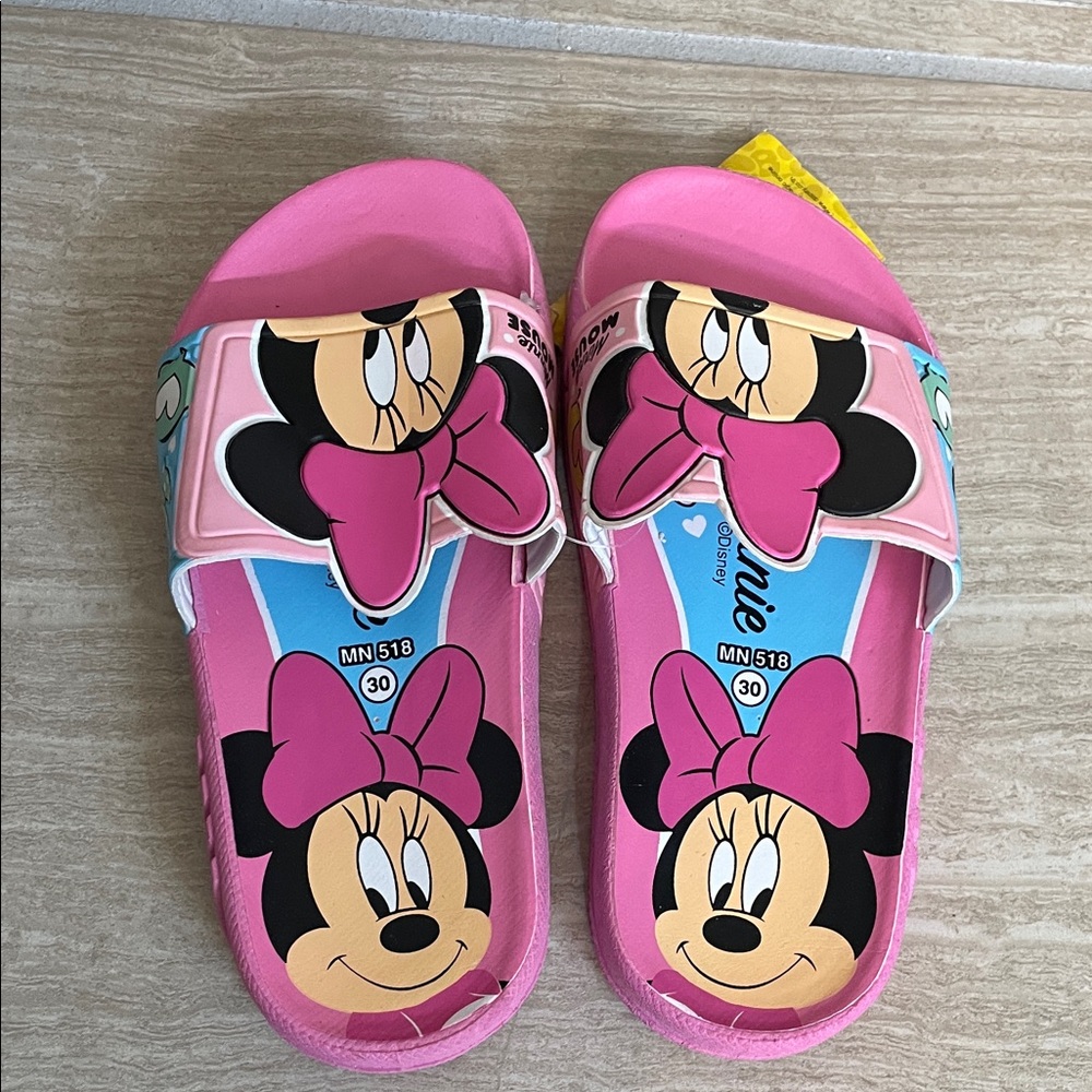Disney Minnie Mouse NWT Sz 12-13 Pink Kids Slide Sandals - Picture 2 of 10